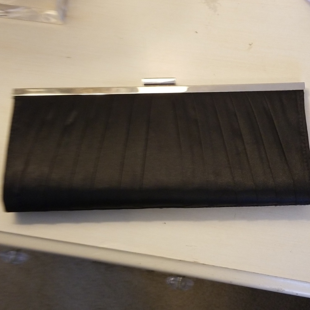 Black satin dress clutch